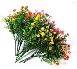 Fleurs décoratives Pouleet jaune extérieur arbustes artificiels résistants à UV Plantes fausse fleur pour la cuisine décor de mariage vase de jardin de mariage