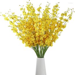 Flores decorativas Dance Amarillo Orchid Artificial Wedding Home Arrangement Flower Crafts Jubos