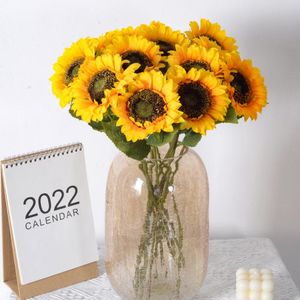Fleurs décoratives Tournesol jaune 45cm Fleurs en soie artificielle Simulation Tournesol unique pour les accessoires de photographie de mariage Fleur DF230