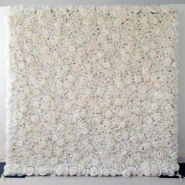 Fleurs décoratives yl 8ft x Tissu personnalisé Mur de fleur de mariage fausse soie de rose de rose fond de mobilier décoration fond de décoration