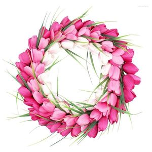 Decoratieve Bloemen YO-Kunstmatige Tulp Lentekrans Voor Voordeur Veranda Boerderij Patio Tuin Bruiloft Feest Muur Raam Home Decor