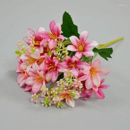 Fleurs décoratives yomdid 18 fleur de soie Lily artificiel style européen multicolore fausse mariée bouquet de mariage de mariage décoration de Noël décor de Noël