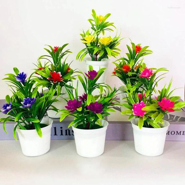 Fleurs décoratives yomdid Simulation artificielle en pot faux Lotus Yellow Red Orange Rose Purple Plantes Fleu