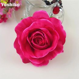 Fleurs décoratives yoshiko 1pc 5 "Artificiel Rose Flower Head de soie Décoration de mariage Diy Garland Craft Fake Felt Trop