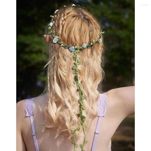 Fleurs décoratives YOUZI 10 Pièces Fleur Bandeau Guirlande De Cheveux Avec Des Feuilles De Mariée Guirlande Florale Couronne Pour La Fête De Mariage