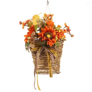 Fleurs décoratives YOUZI panier Style couronne suspendue Design porte d'automne Thanksgiving artificiel automne décor pour avant