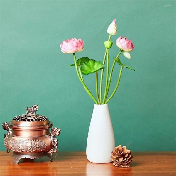 Fleurs décoratives zen mini artificiel faux lotus bud en plastique de fleur en plastique de fleur de fleur maison décormoral décorations festes fournitures de fête
