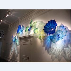 Plaques décoratives lampe couleur bleu et vert fleur de Murano décoration 100% verre soufflé à la main suspendus Art mural