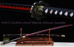 Decoratief huisornament Noviteiten De nieuwste Zoro-zwaarden uit één stuk Shusui Sandai 1045 Staal Paars Rood Echt mes Handgemaakt Fu6750761
