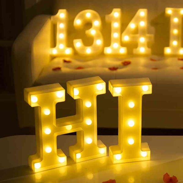 Letras decorativas, luces Led con letras del alfabeto, lámpara con números luminosa, decoración, batería, luz nocturna, fiesta, dormitorio de bebé