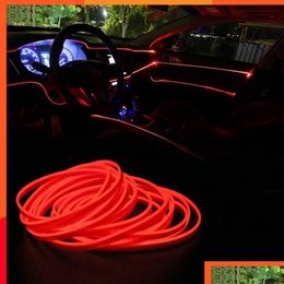 Lumières décoratives 1/3/4 / 5M Environnement de voiture El Wire Led Flexible Neon Interior Assembly Light pour Motive Decoration Lighting Accessor Dhae1