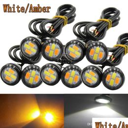 Lumières décoratives 10x 2m LED Eagle Eye Light 5730 Dual Color Switchback Blanc Ambre Véhicule Drl Lampe de circulation diurne Drop Delivery 2 Dhkuc