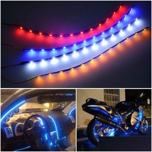 Luces decorativas 15 LED 30 cm Coche Tiras flexibles Luz BBS Lámpara de tira impermeable Vehículo Camión Motocicleta Decoración 12V Entrega de gota M DHJ5N