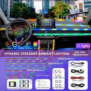 Lumières décoratives 18 en 1 lampe à la lampe néon universelle Lumière pour la voiture intérieure LED USB Guide acrylique Fibre Strip Decoration Kit Light App Control T240509