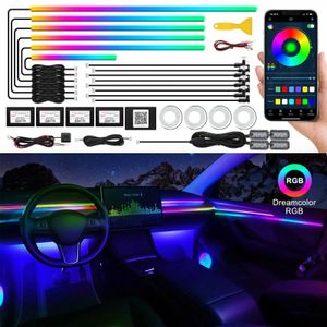 Lumières décoratives 18 IN1 Full Universal Symphony Car LED Lights Ambient Lights Decoration atmosphère lampe 64 RVB Colorful Streamer Rainbow App Control T240509