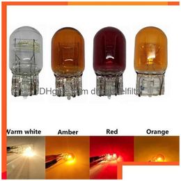 Lumières décoratives 1PCS T20 7440 7443 W21 / 5W VOLE HALOGE LAMPE CHAUD BLANC AMBRE ROUGE ROUG