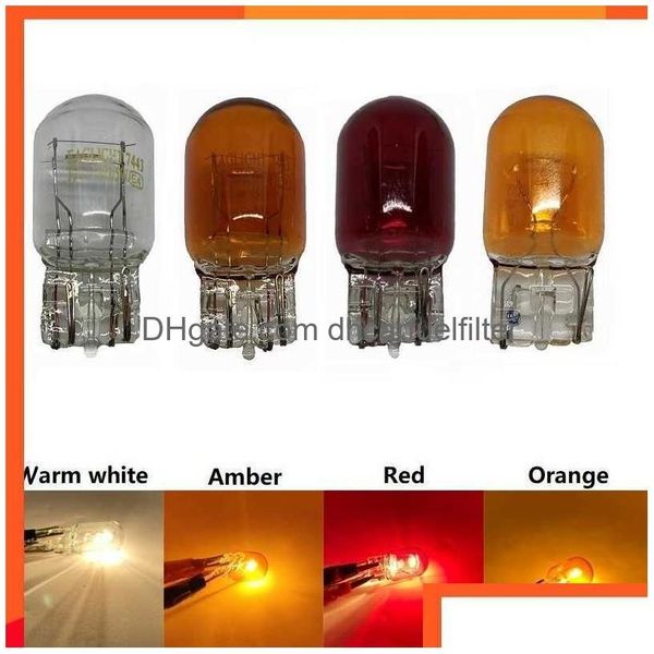 Luces decorativas 1 PCS T20 7440 7443 W21/5W Lámpara de halógeno Halógeno cálido Amber Rojo Bbs BBS Pail Talina Turn Signal Drl 12V DHB6O