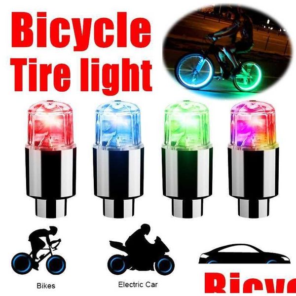 Lumières décoratives 2 / 4pcs Tire Vaes Cap Lumière pour la voiture Moto-cycle du vélo de roue LED Colorf Laut Cycling Hub BB BB ACCESSORIE DHT2J