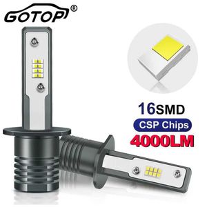 Lumières décoratives 2 pièces lampe automatique H1 H3 ampoule Led Super lumineuse 16SMD CSP puces phares antibrouillard de voiture lampes de conduite de voiture 4000LM 12V 24V 6000K phare