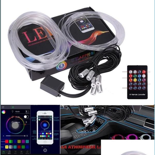 Lumières décoratives 6 In1 Ambiance Lumière 8M Rgb Voiture Fibre Optique Lampes Télécommande Ambiance Intérieure Pour Drop Delivery 2022 Mobiles Dhv3G