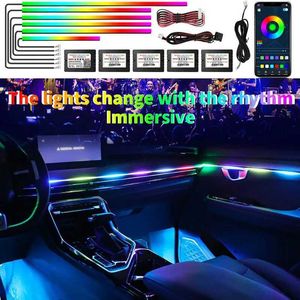 Decoratieve lichten Auto Ambiënt Acryllichten Wireless App Control Neon LED Auto interieur Universele accessoires Kleurrijke lampen Strip 64 RGB 14 in 1 T240509