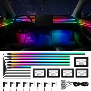 Decoratieve lichten auto omgevingsverlichting kits interieur acryl app muziek contro kleurrijke decoratieve lampen universele led neon footlight accessoires t240509