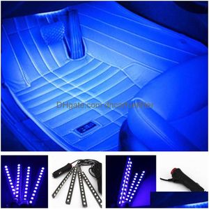 Lumières décoratives barre de voiture Barreau intérieur rétro-éclairage ambiant Hood Mood Foot Light With Cigarette Light atmosphère lampe Accessoires 12V Drop Dhuyg