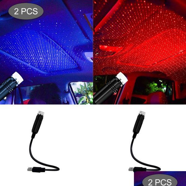 Lumières décoratives Projection de toit de voiture Lumière USB Portable Star Night Réglable LED Galaxy Atmosphère Éclairage Intérieur Projecteur Lam Dhera