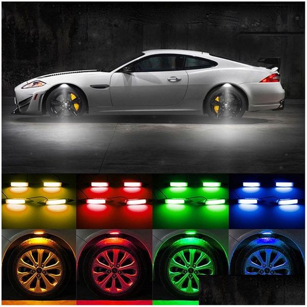 Luces decorativas Rueda de coche Neumático Ceja Atmósfera ligera Ruedas LED Cejas Neón Neumático Flash Lámpara nocturna con 7 colores Entrega de gota Au Dhmd2