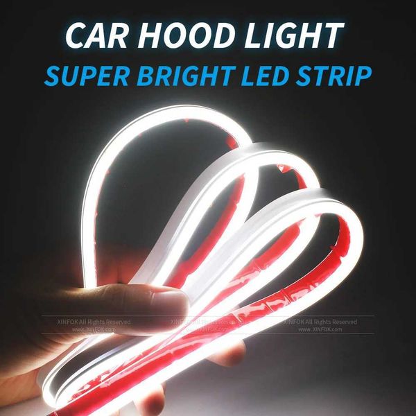 Guía de luces decorativas Tira de luces para capó de coche, impermeable, dinámica, para capó de motor, barra de luz decorativa, tira LED DRL flexible, luz de circulación diurna L240109