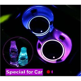 Lumières décoratives LED Tapis de tasse de voiture Atmosphère pour toutes les voitures RVB USB Tasses de chargement Pad Ambiance intérieure-Lampe Drop Delivery Mobiles M Dhp69