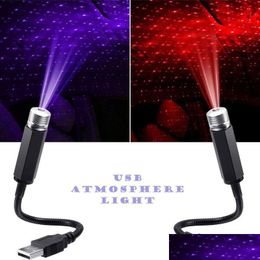 Luces decorativas LED Luz de trabajo Coche Vehículo Techo Estrella Noche Proyector Atmósfera USB Lámparas Drop Entrega Móviles Motocicletas Li L Dhynm