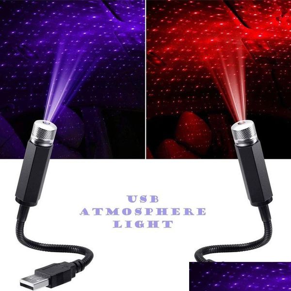 Lumières décoratives LED lumière de travail voiture véhicule toit étoile nuit projecteur atmosphère USB lampes livraison directe Automobiles motos Li Dhxyo