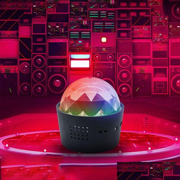 Lumières décoratives Mini RVB Cristal Boule Magique Dj Disco LED Lumière De Scène Portable Voiture Atmosphère Intérieure USB Projecteur Laser De Noël Dhnc8