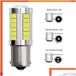 Lumières décoratives Nouvelles 1 PCS PY21W P21 / 5W 1156 BA15S 1157 BAY15D pour la voiture BBS Signal Turn Signal 12V 33SMD 7000K Frein blanc Inverse OTX8A