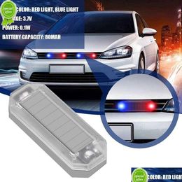 Decoratieve verlichting Nieuwe auto Solar Led Mini-waarschuwingslampje Nachtrit voor motorfiets Elektrisch voertuig Fietsstaart Anti-achterstrobe Drop D Dhlgb