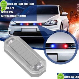 Decoratieve verlichting Nieuwe auto Solar Led Mini-waarschuwingslampje Nachtrit voor motorfiets Elektrisch voertuig Fietsstaart Anti-achterstrobe Drop Dhqkg