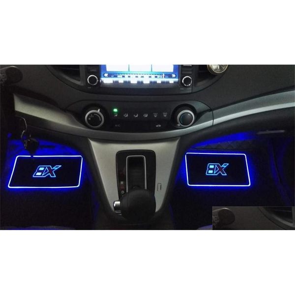 Lumières décoratives Pampse 4 pièces lampe d'ambiance intérieure de voiture tapis de sol LED contrôle d'application lumière clignotante colorée RVB avec goutte à distance Del Dhuve