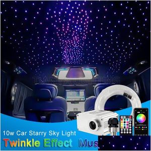 Lights décoratifs Projecteur Lampes 10W Car LED Starry Sky Plafond Twinkle Fiber Optic Light Interior Decoration Roof Star Music Contr dhyly