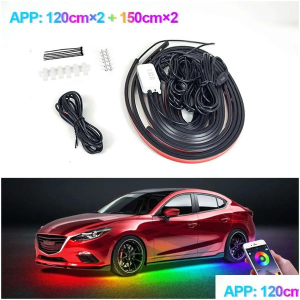 Lumières décoratives Seametal Car Flexible Underglow Strip Light LED Underbody Télécommande App Contrôle RGB Neon Lampe d'ambiance pour Decorati Dhtcv