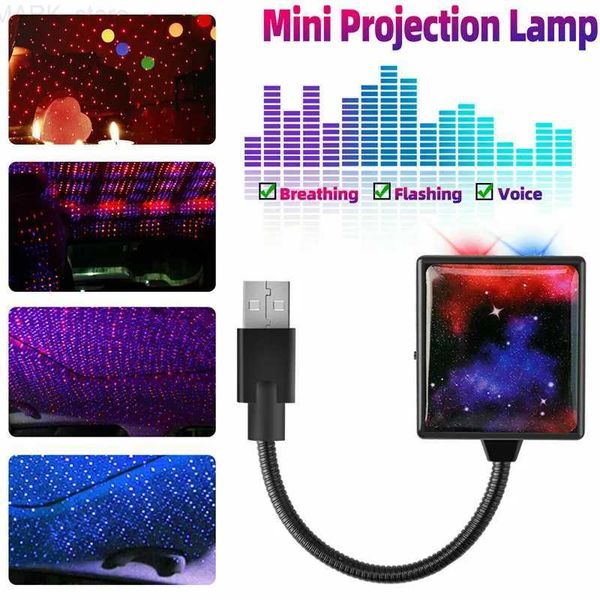 Luces decorativas USB Coche Led Atmósfera Lámpara Auto Techo Estrella Luz Nocturna Proyector Decorativo Automotriz Interior Luz Verde Rojo Azul Coche ProdutsL240109