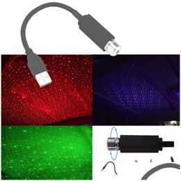 Lumières décoratives USB Mini LED Voiture Toit Étoile Veilleuse Projecteur Intérieur Ambiant Galaxy Lampe Réglable Mtiple Effets D'éclairage Dec Otqut