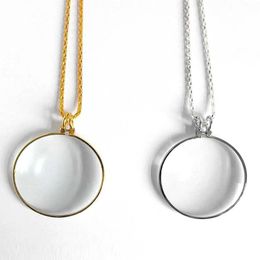 Decoratieve monocle -ketting met 5x vergrootglas vergrootglas hanger Goud Gouden verzilverde ketting ketting voor vrouwen sieradencadeau