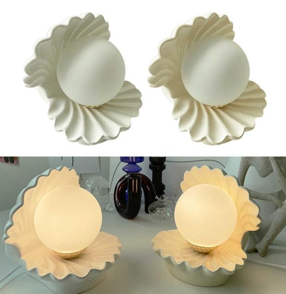 Décorative Night Light Ceramics Shell Glass Pearl Night Light Barthtop Striche-Bearand Lampe décorative Ornement H09222596604