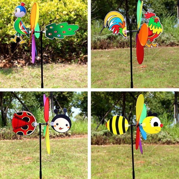 Objetos decorativos Bee Animal Seis colores tridimensionales Moldias de viento de dibujos animados Juguetes Decoración del jardín del hogar Spinner Whirligig Yard Decoración 230418