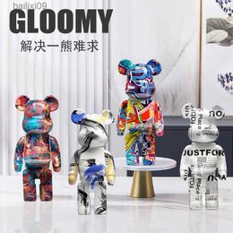 Objets décoratifs Creative Graffiti Ours Sculpture Résine Nordic Home Living Kawaii Room Decor Bureau Accessoires Figurines pour Intérieur T230710