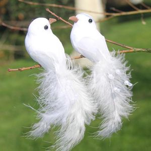 Objets décoratifs Figurines 1/2 pièces fausses colombes blanc mousse artificielle plume mariage ornement maison artisanat Table décor oiseau jouet décoratifDe