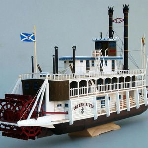 Decoratieve objecten Figurines 1 400 Schaal USA Mississippi Steam Paddle Boat 3D Paper Model Kit Hoge kwaliteit 230818