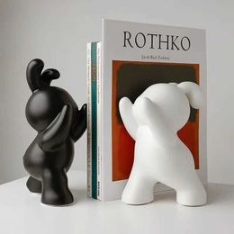 Decoratieve objecten Figurines 1 Pair Desk Organisator Creative Rabbit Bookend keramische ornament desktopboekhouder schattig cadeau eenvoudig Nordic Style Book Decorate T24050