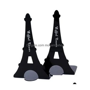 Objets décoratifs Figurines 1 paire de serre-livres en métal en forme de tour support de support de fer supports de bureau pour livres organisateur papeterie Acc Dhvct